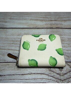 Coach Lime Print Zipper Wallet Rare Out of Print Color Way